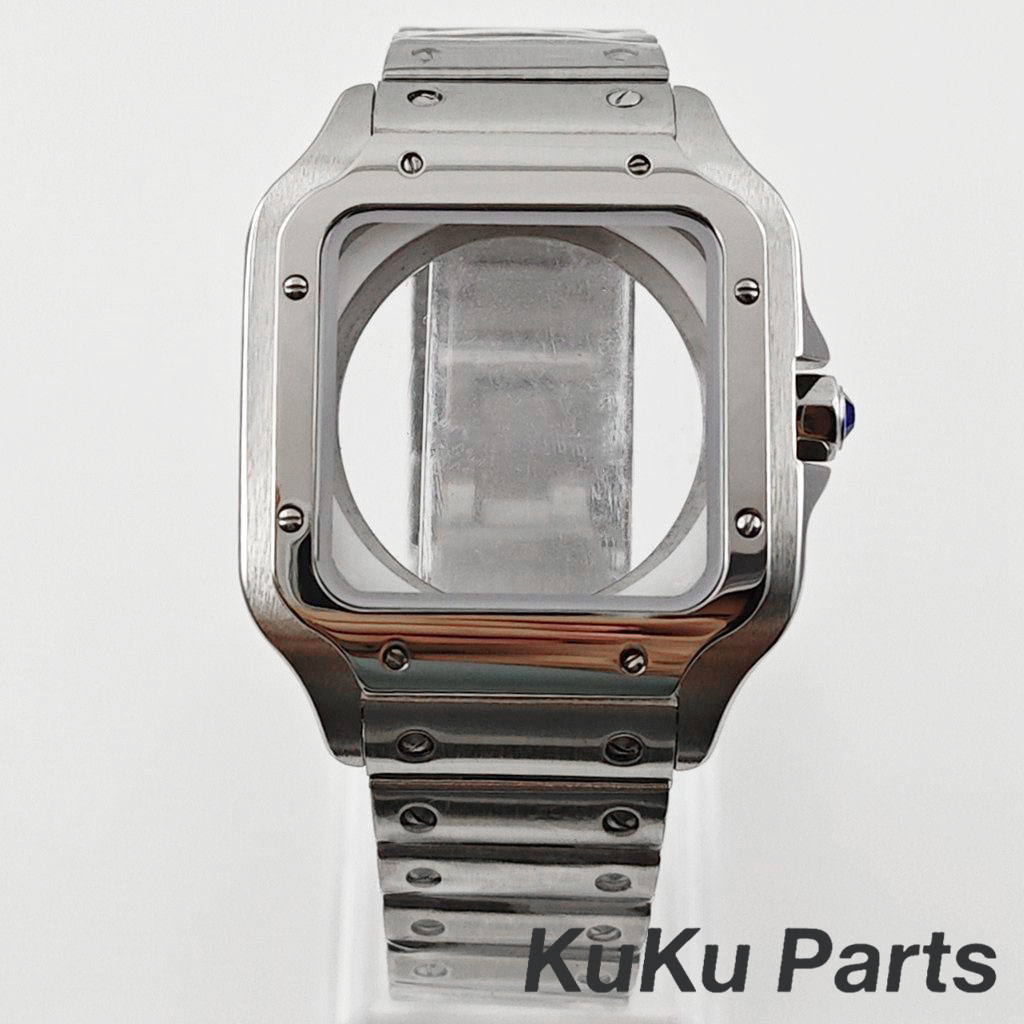 Bronze Case Watch - NH35 38mm スクエアウォッチケース 316Lステンレススチール製ウォッチボックス サントス改造パーツ NH34、NH35、4R35、NH36、NH38、NH70ムーブメント対応
