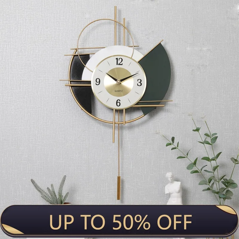Luxury Watch Wall Clock - モダンな壁掛け時計 高級金属製振り子時計 インテリア エレガントな装飾壁時計 北欧リビングルーム アート装飾時計