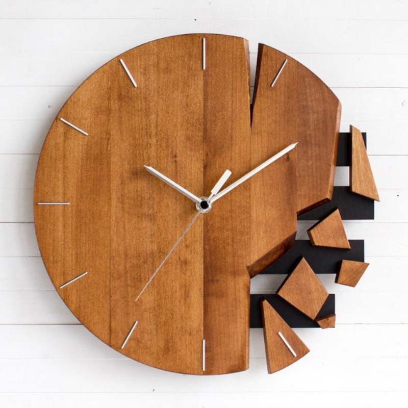Luxury Watch Wall Clock - ラウンドサイレント壁時計木製アートモダンモダン高級時計クリエイティブエレガント時計壁リビングルーム時計装飾