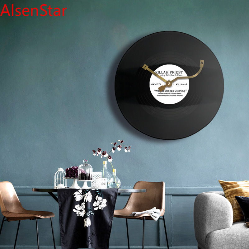 Luxury Watch Wall Clock - 12 インチビニールレコードレトロクリエイティブ時計サイレントライト高級壁時計カフェバー装飾壁掛け時計時計