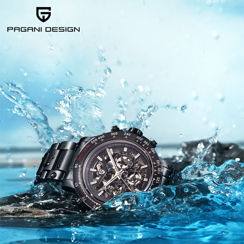 Luxury Watch Display - パガーニデザイン機械式自動巻き時計発光ステンレス鋼多機能日付表示スポーツメンズダイビングウォッチ + ギフトボックス