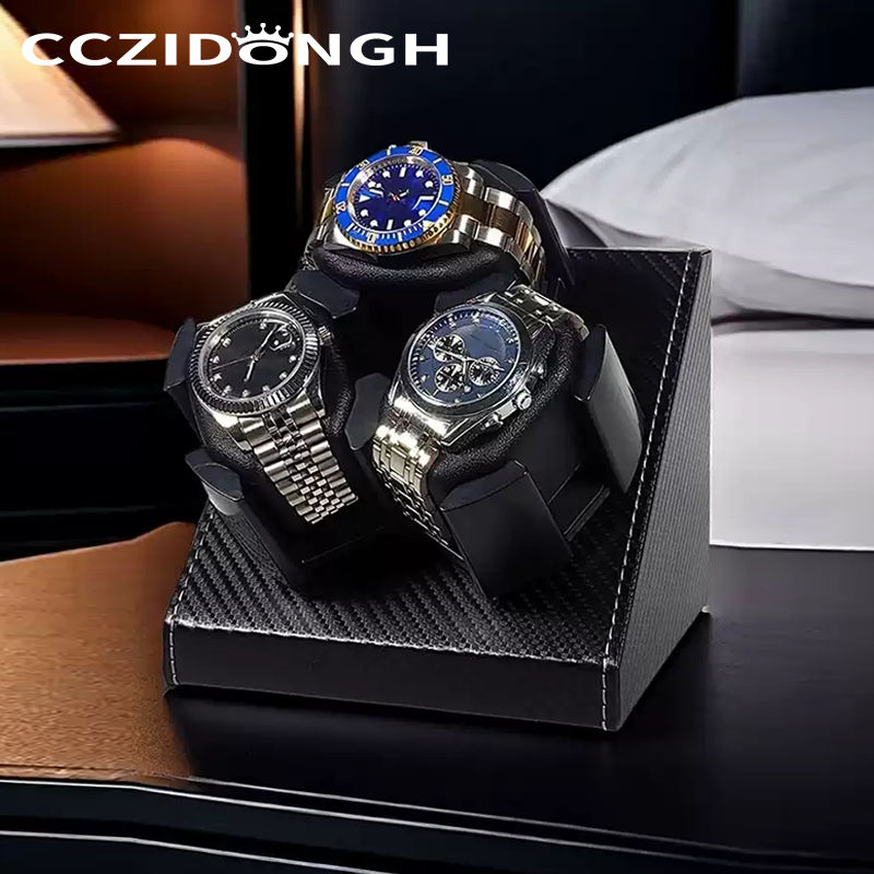 Luxury Watch Winder Box - 3+0 ウォッチワインダー レザー製自動巻き時計ボックス ウァンバオ静音モーター付き ウォッチキャビネット 時計収納ボックス