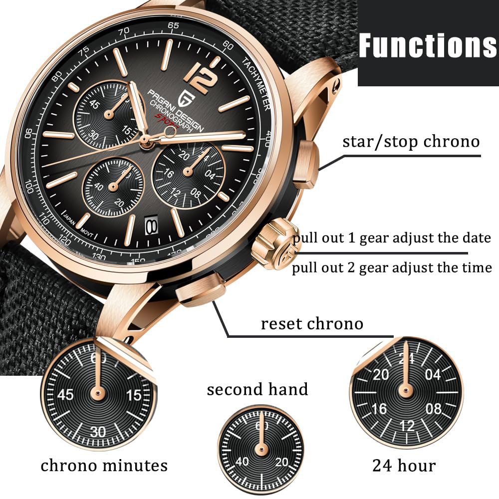 Luxury Watch Mockup - パガーニデザイン 新品 メンズ腕時計 41mm クロノグラフ 100M防水腕時計
