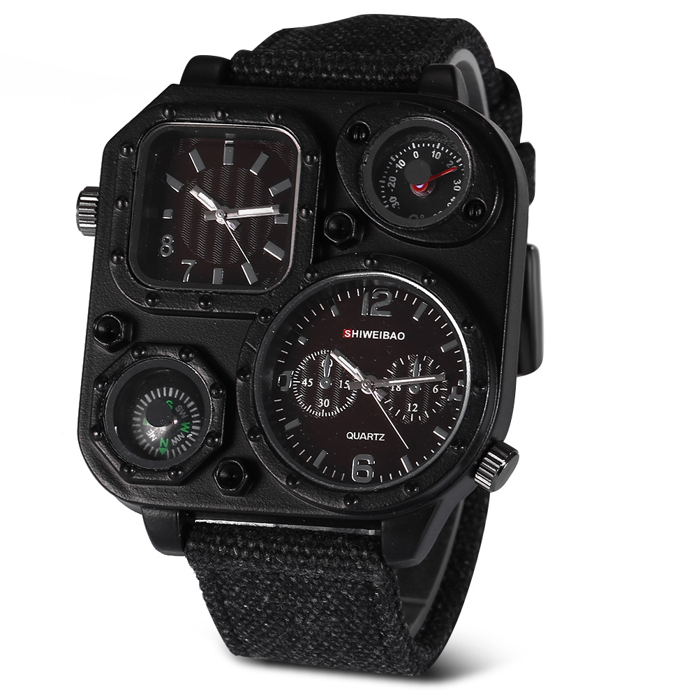 Luxury Watch Zone - クォーツメンズウォッチトップブランドの高級キャンバスストラップスポーツ腕時計男性用daul回軍事レロジオmasculino石英腕時計