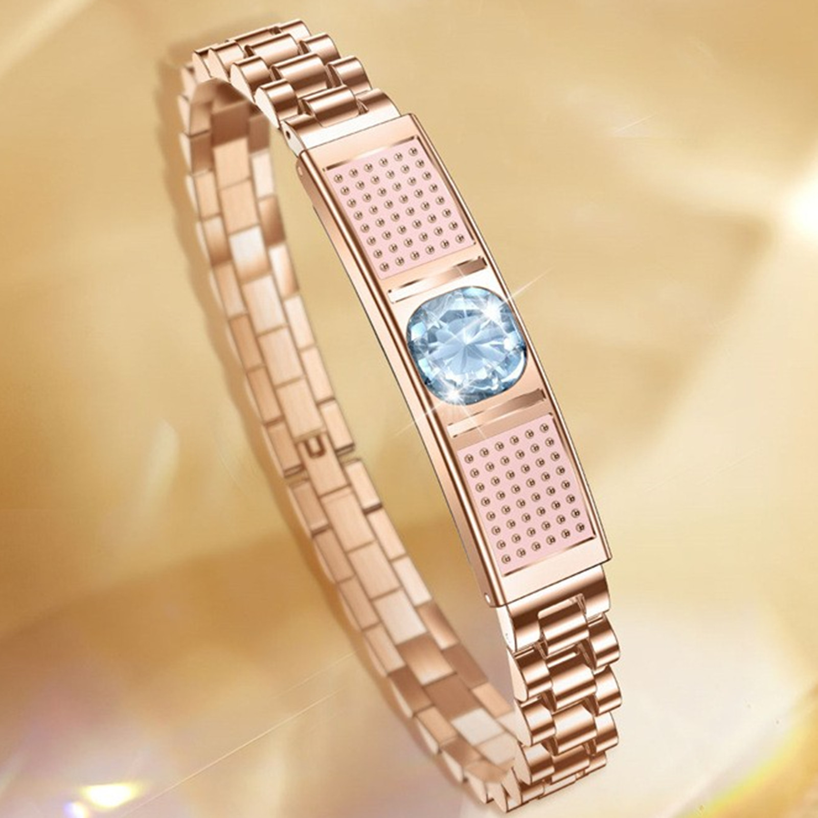 Luxury Watch Gift For Her - 女性用高級スマートブレスレット、大きなダイヤモンド付き、心拍数・血中酸素測定、スポーツウォッチ、防水、健康リストバンド、ファッションギフト、彼女へのプレゼント
