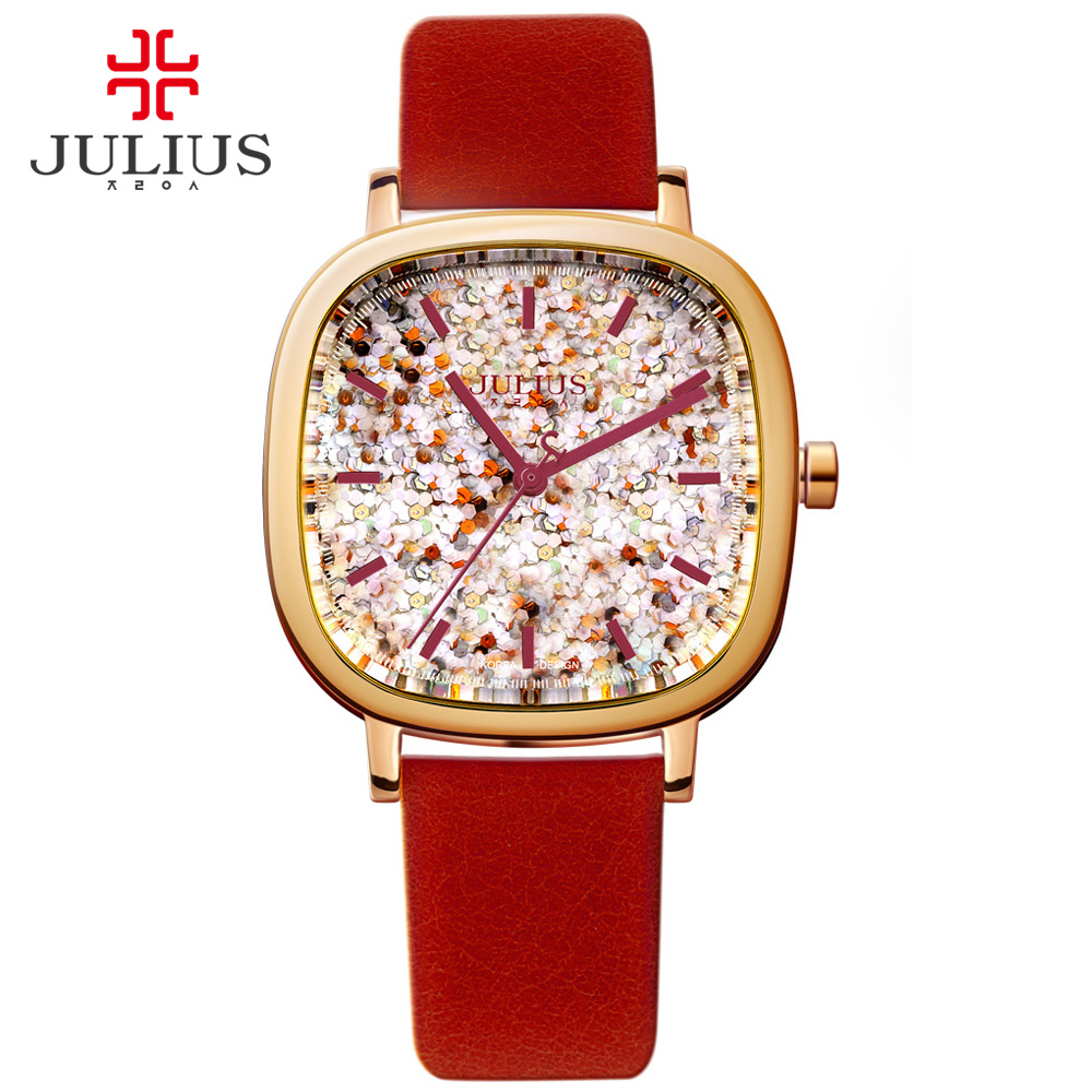 Luxury Watch Brands Logo - Julius-女性のための高級ブランドの時計,女の子とティーンエイジャーのための正方形の革の腕時計,韓国のデザイナージュエリー,JA-889