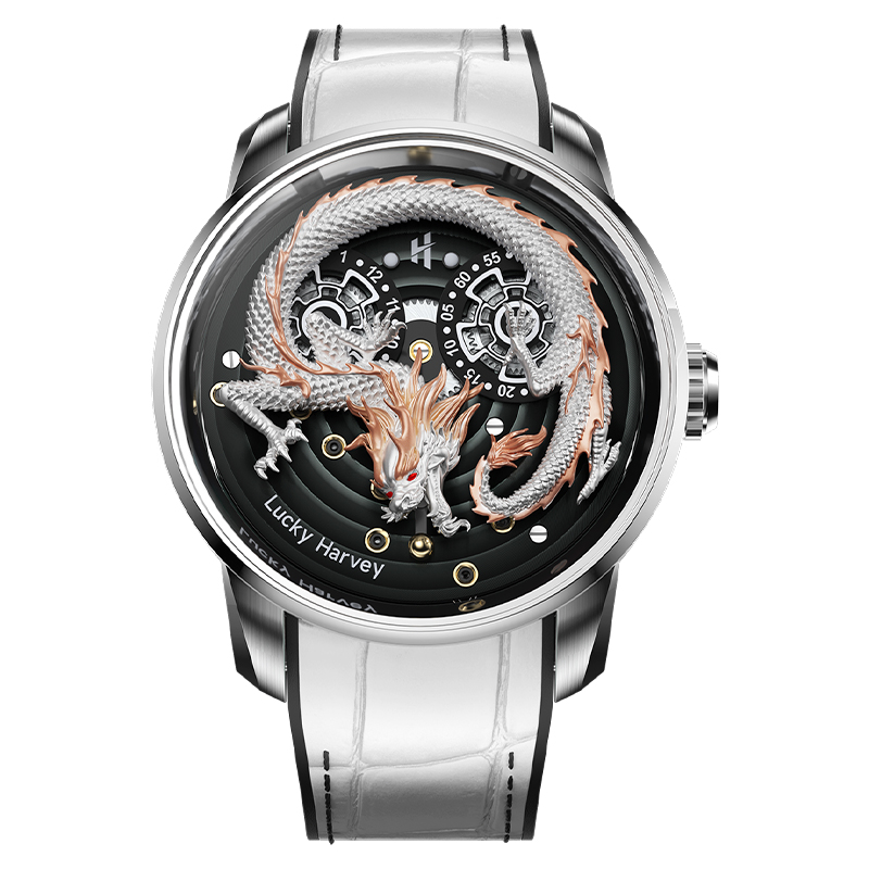 Luxury Watch In China - ラッキーハーベイ 高級中国龍柄腕時計 メンズ 自動巻き サファイアガラス ビジネスパーティー向け