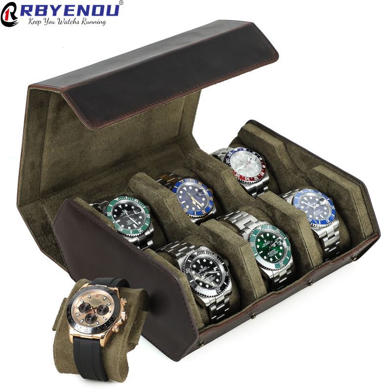 Luxury Watch Brands Logo - OEMブランドロゴカスタマイズ高級腕時計収納ケースレザー6スロット腕時計ボックス本革ポータブルギフトボックスウェブキャストイン