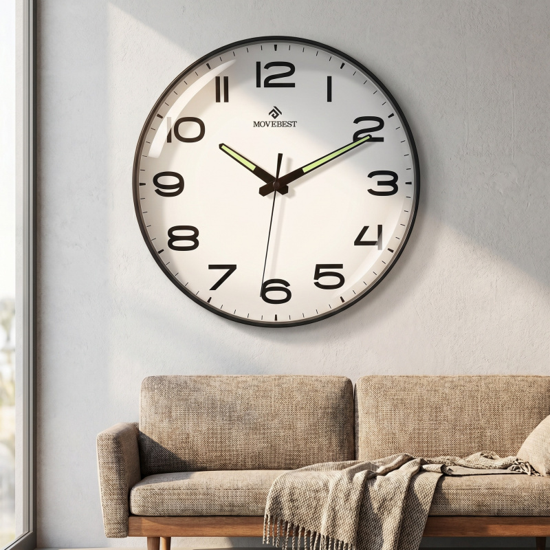 Luxury Watch Wall Clock - ライトラグジュアリーミニマリスト12インチリビングルーム発光壁掛け時計サイレントノードリル装飾壁掛け時計