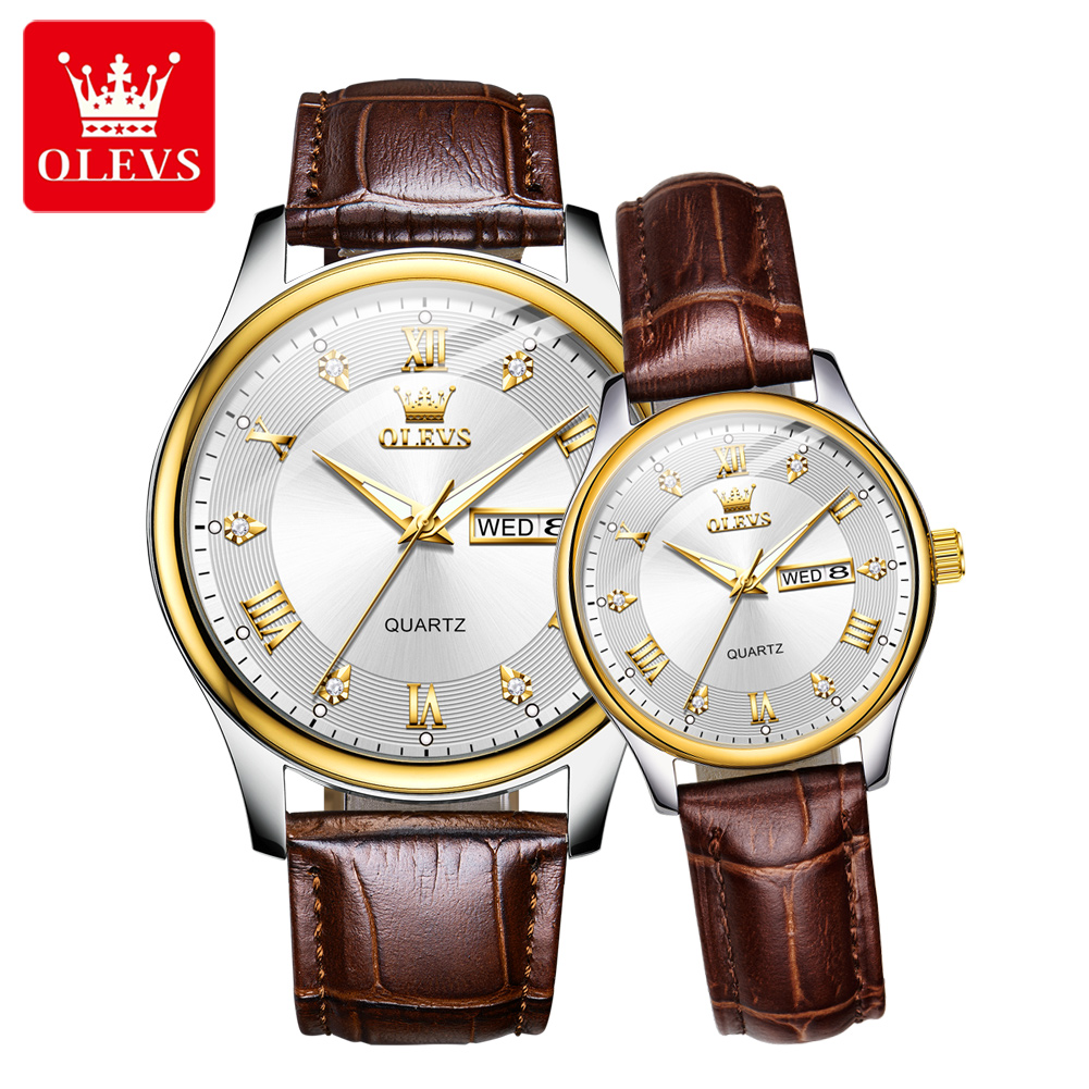 Luxury Watch Gift For Her - OLEVS カップルウォッチ 高級ブランド 防水 クォーツ時計 恋人へのギフト