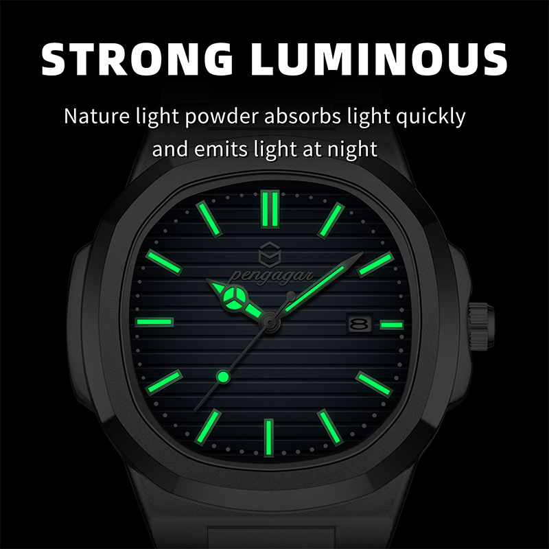 PENGAGAR 高級スクエアファッションマン腕時計防水発光 - Luxury Watch Zone のレビューと価格