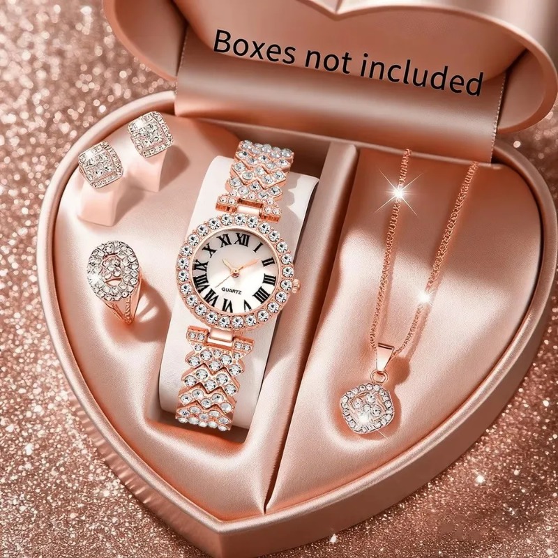 5 個の高級ラインストーンレディースウォッチジュエリーセット - Luxury Watch Holder のレビューと価格