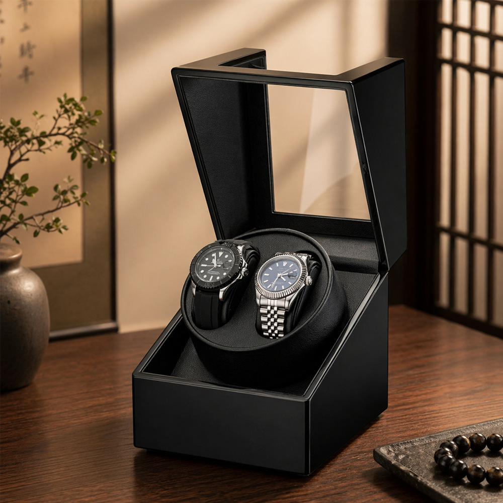 高級 2 スロット ウォッチワインダー 自動時計用ボックス  - Luxury Watch Winder Box のレビューと価格
