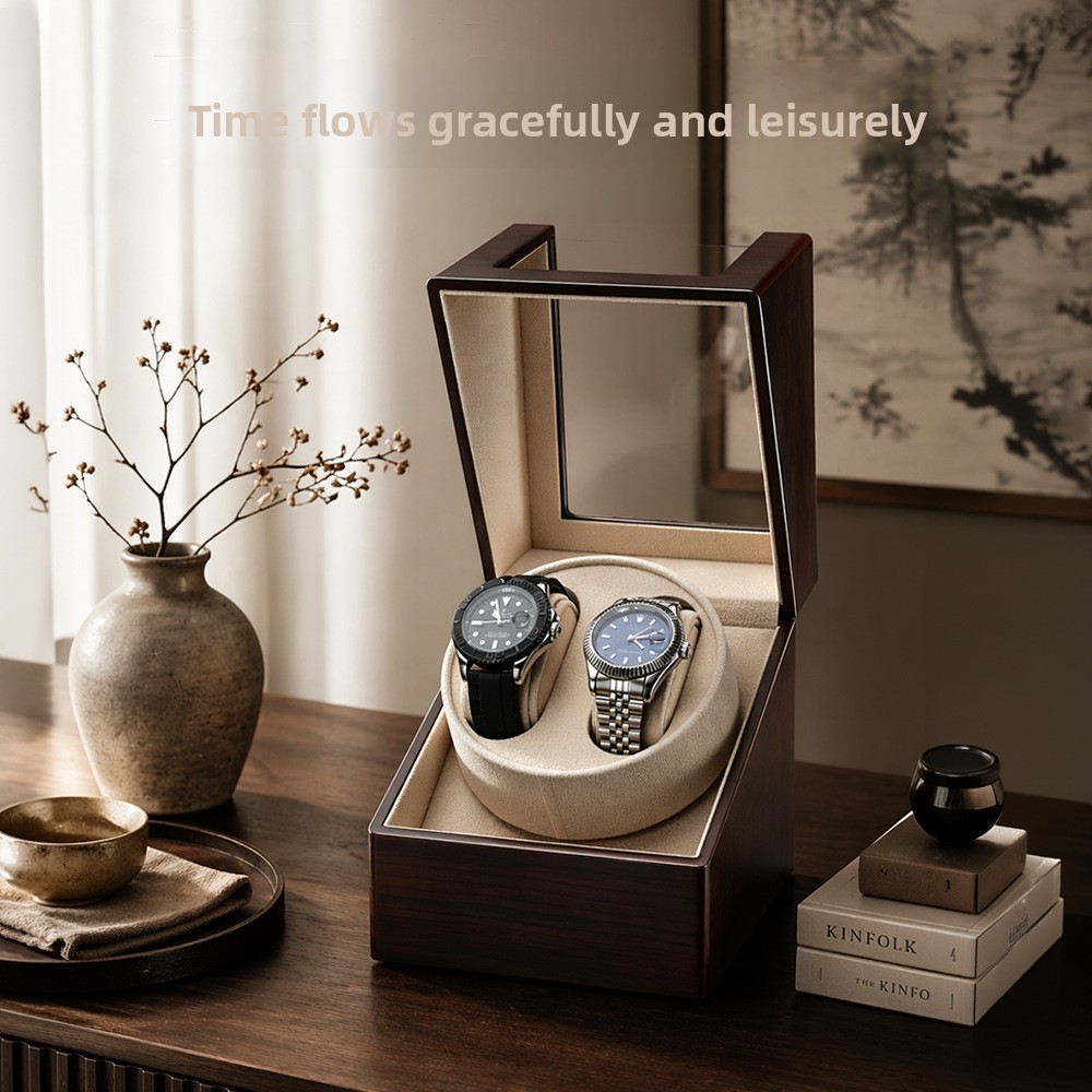 高級 2 スロット ウォッチワインダー 自動時計用ボックス  - Luxury Watch Winder Box のレビューと価格