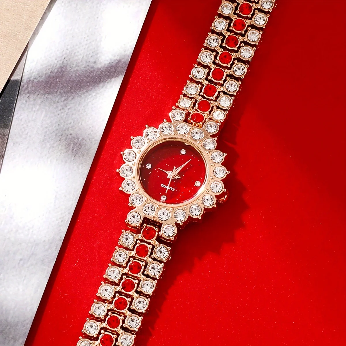 2 ピース/セットレディース腕時計高級ラインストーンクォーツ - Luxury Watch Gift For Her のレビューと価格