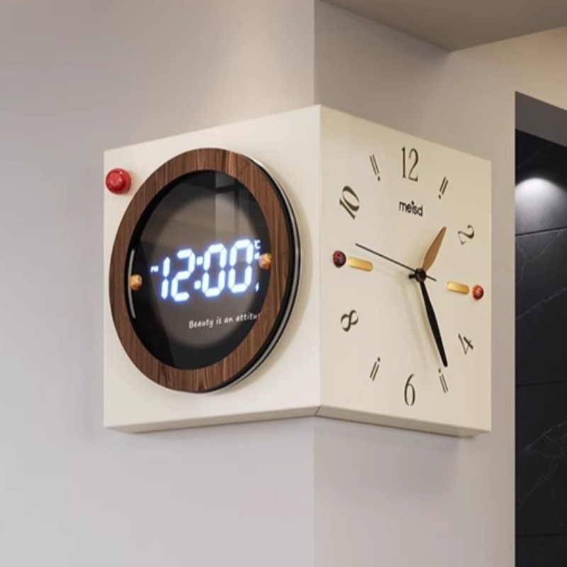 コーナー壁掛け時計両面壁時計モダン高級美的大型LED時計サイ - Luxury Watch Wall Clock のレビューと価格