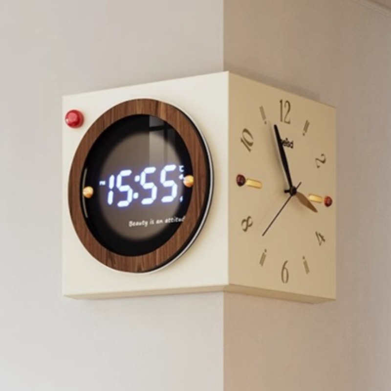 コーナー壁掛け時計両面壁時計モダン高級美的大型LED時計サイ - Luxury Watch Wall Clock のレビューと価格