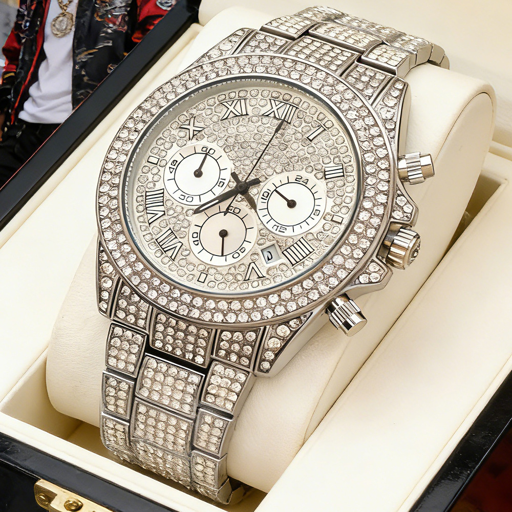 ロゴなしシルバーゴールドフルダイヤモンドヒップホップアイスア - Luxury Watch Brands Logo のレビューと価格