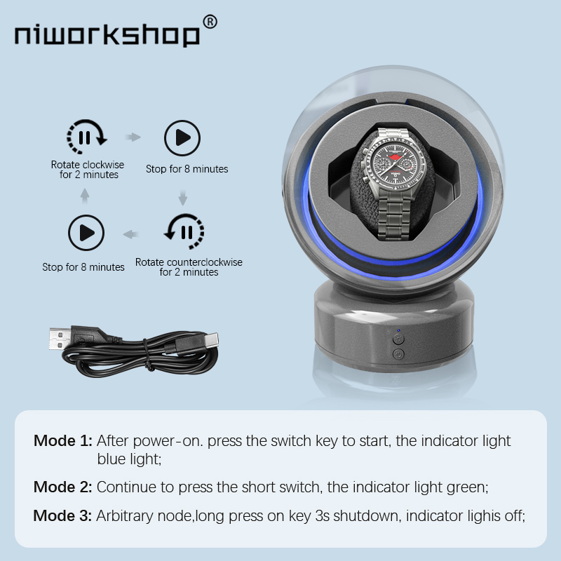 Niworkshop-LEDライト付き自動巻き時計ワインダー - Luxury Watch Winder Box のレビューと価格