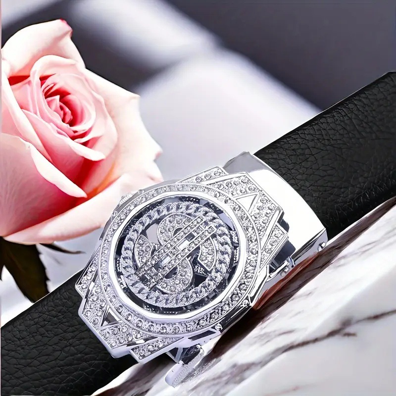 新しい高級ゴールデン時計バックルブラウン Pu レザーメンズ - Luxury Watch In China のレビューと価格