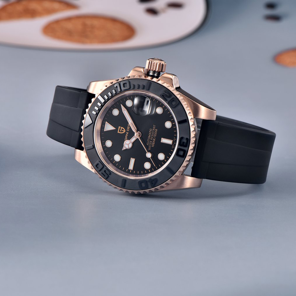 パガーニデザイン 自動巻き腕時計 ローズゴールド ダイバーズ - Luxury Watch Rubber Strap のレビューと価格