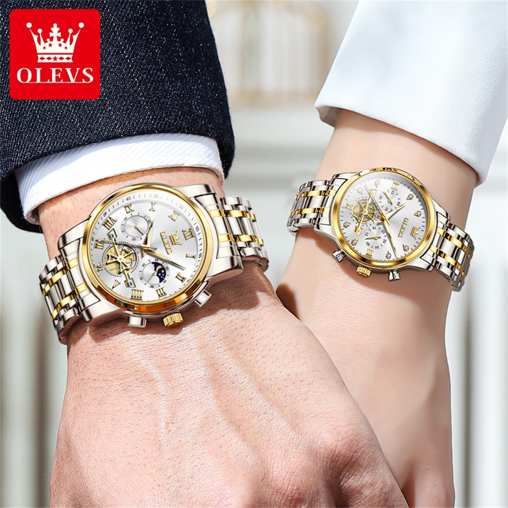 OLEVS クォーツカップルウォッチ高級ブランド防水月相タイ - Luxury Watch Zone のレビューと価格