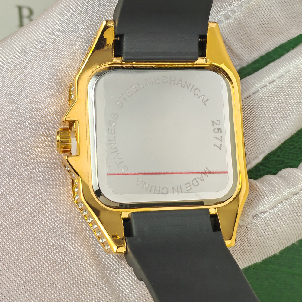 ヒップホップアイスアウトブリンブリンスクエアフルダイヤモンド - Luxury Watch Rubber Strap のレビューと価格