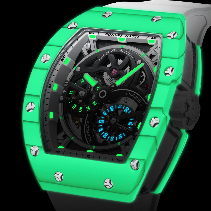 BONEST GATTI メンズ機械式時計 トノー型カーボン - Luxury Watch Rubber Strap のレビューと価格