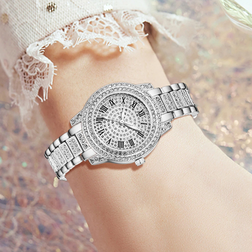 3点セット シルバーアロイストラップ レディース腕時計セット - Luxury Watch Gift For Her のレビューと価格