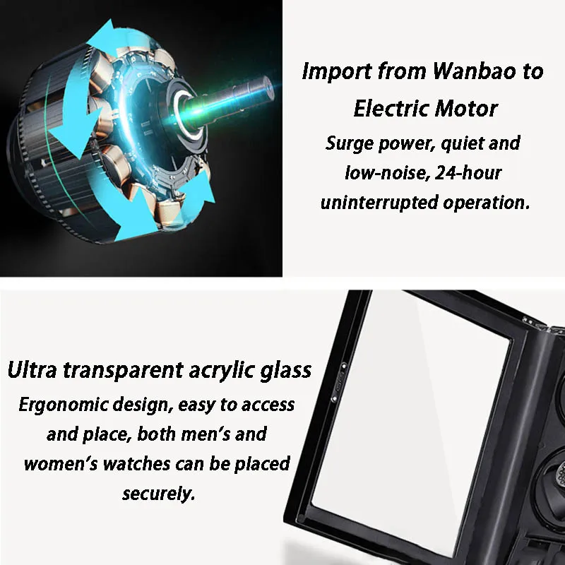 男性用機械式腕時計ワインダー,8スロット,自動回転モーター, - Luxury Watch Winder Box のレビューと価格