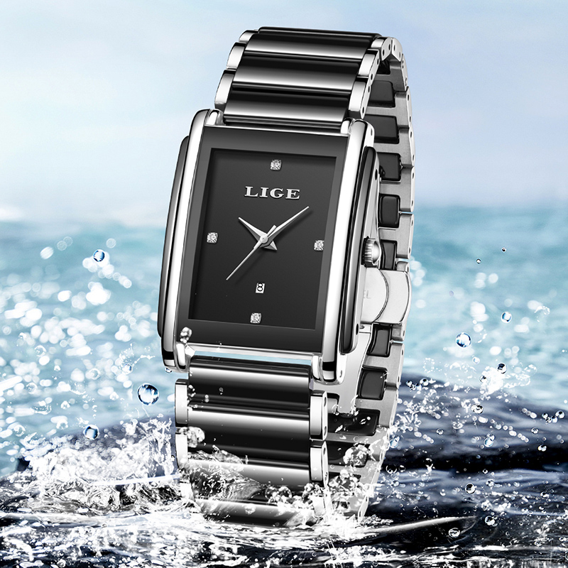 LIGE 新しい高級女性腕時計エレガントなセラミッククォーツ - Luxury Watch Holder のレビューと価格