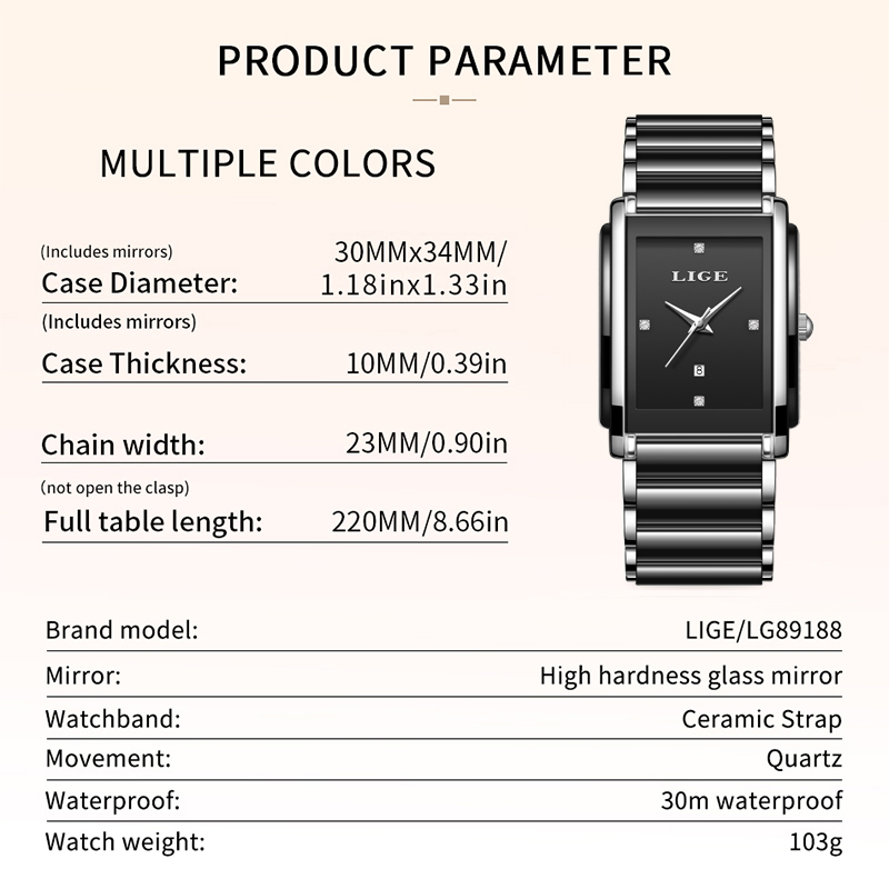 LIGE 新しい高級女性腕時計エレガントなセラミッククォーツ - Luxury Watch Holder のレビューと価格