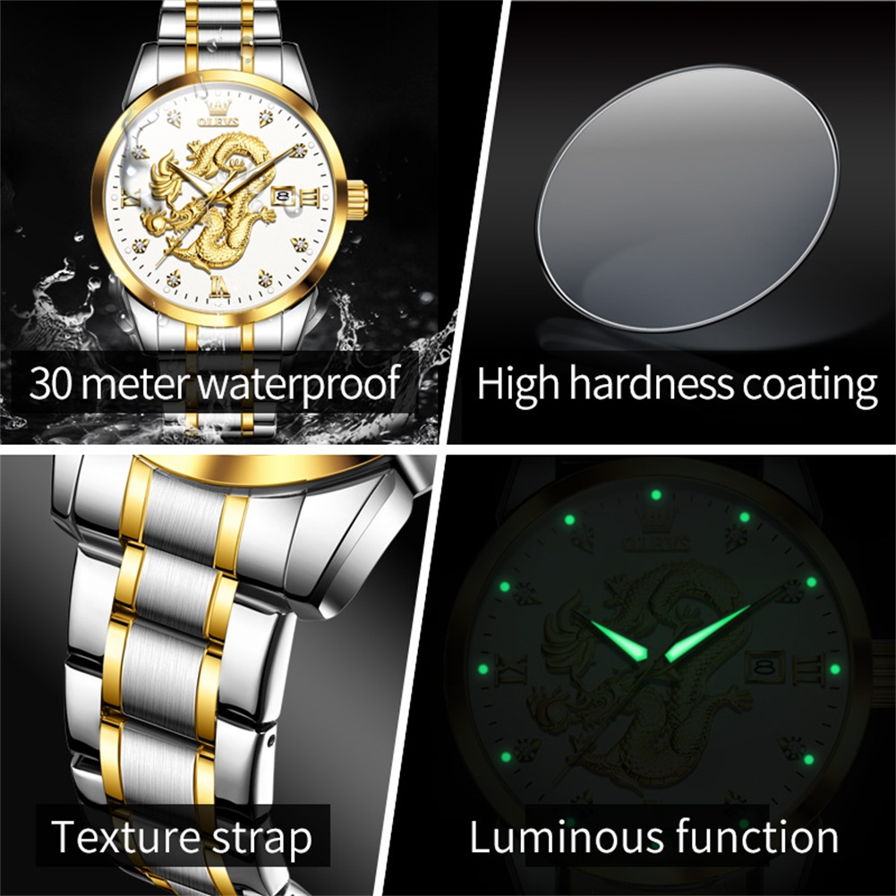 OLEVS ファッション中国龍ドラゴンダイヤルクォーツ時計男 - Luxury Watch In China のレビューと価格