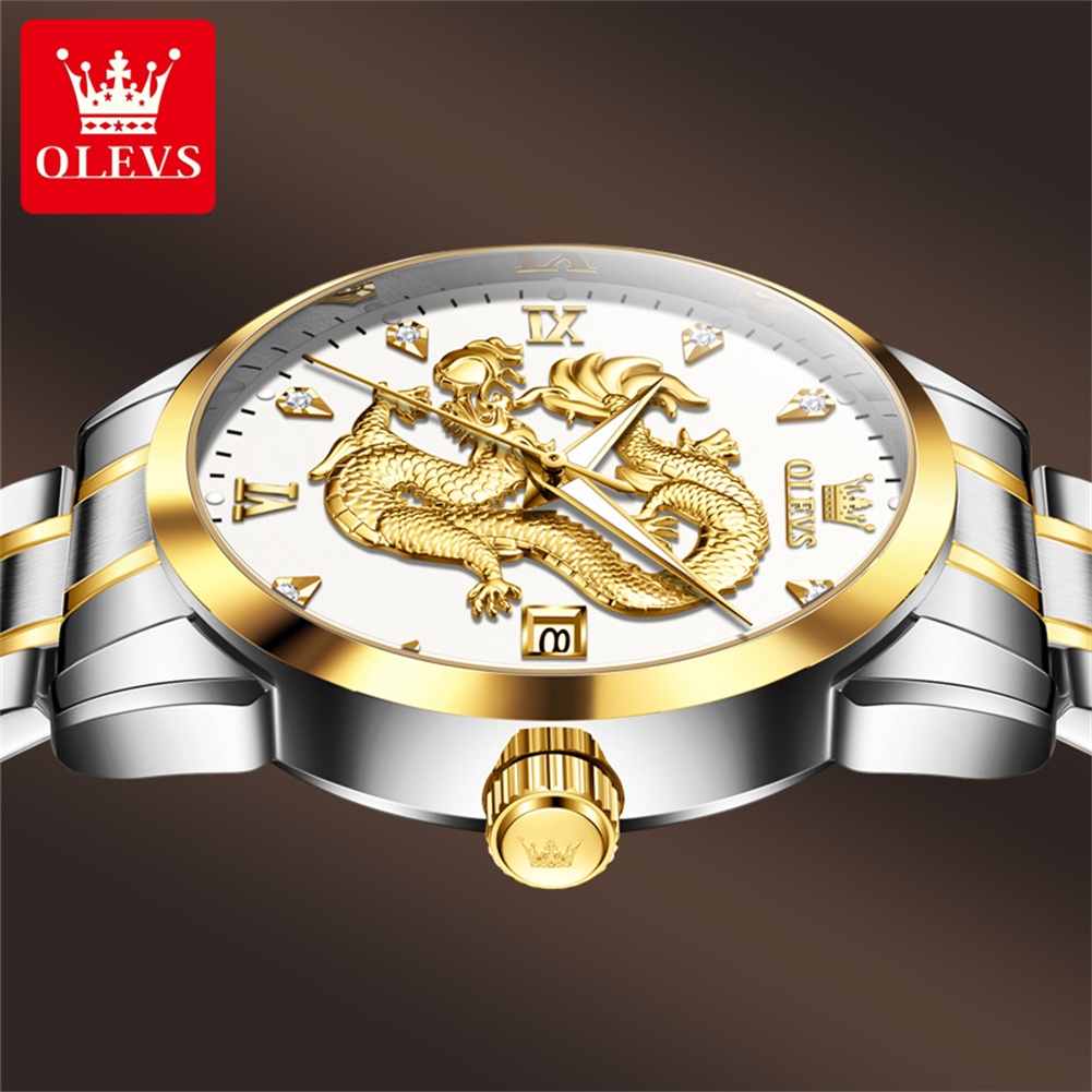OLEVS ファッション中国龍ドラゴンダイヤルクォーツ時計男 - Luxury Watch In China のレビューと価格
