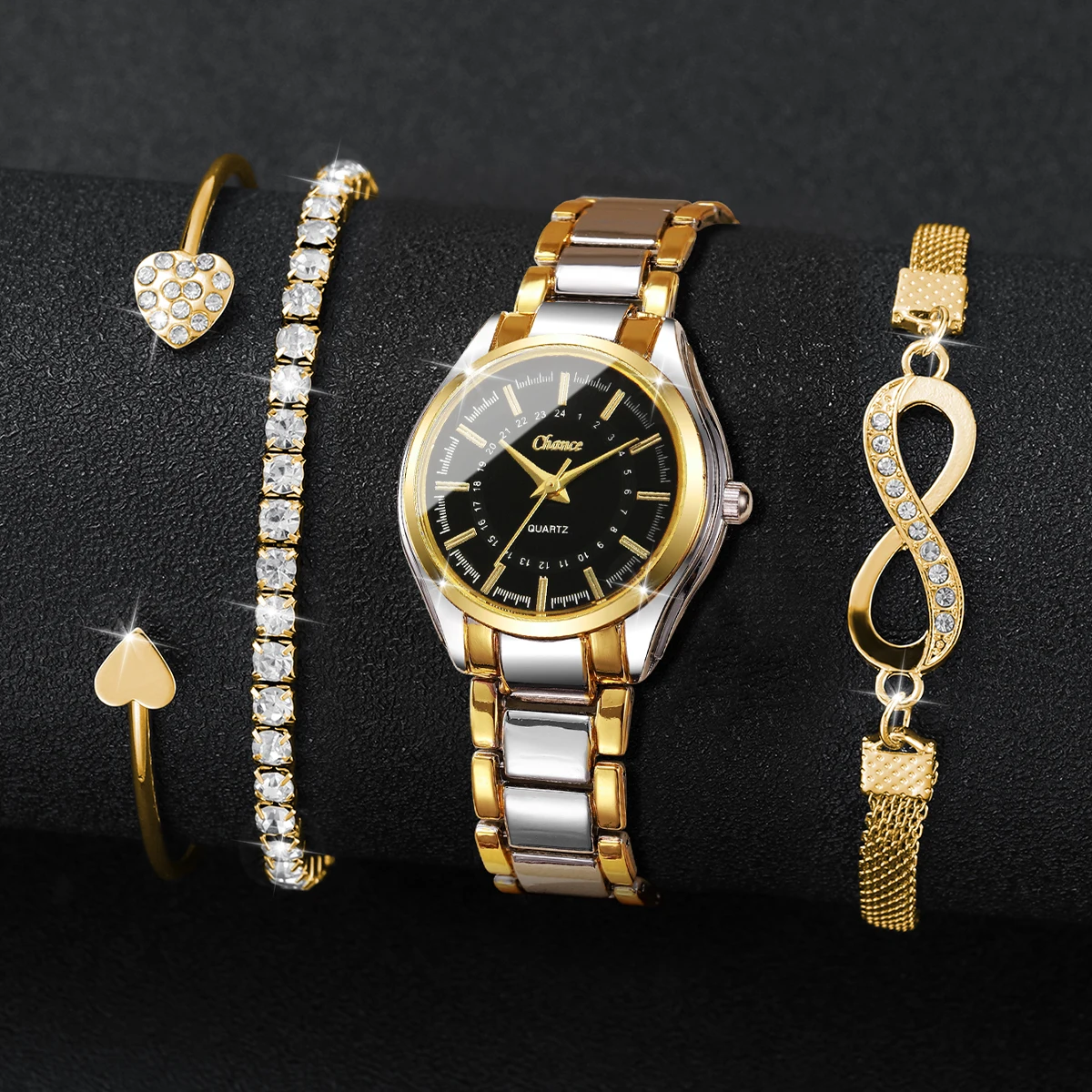 4 個のエレガントな女性用腕時計ブレスレットセットレディース - Luxury Watch Holder のレビューと価格