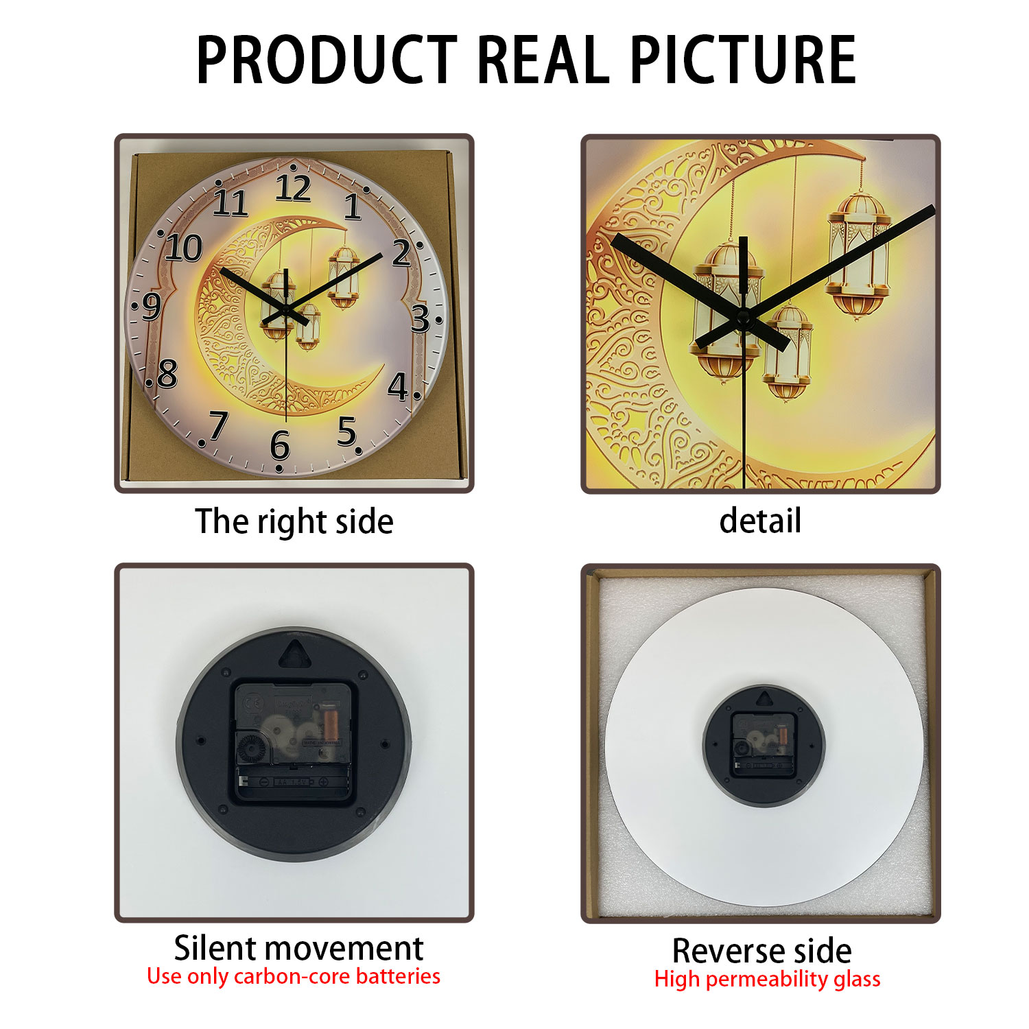モダンでアクセシブルな高級ゴールデンムーンランタン 4mm  - Luxury Watch Wall Clock のレビューと価格
