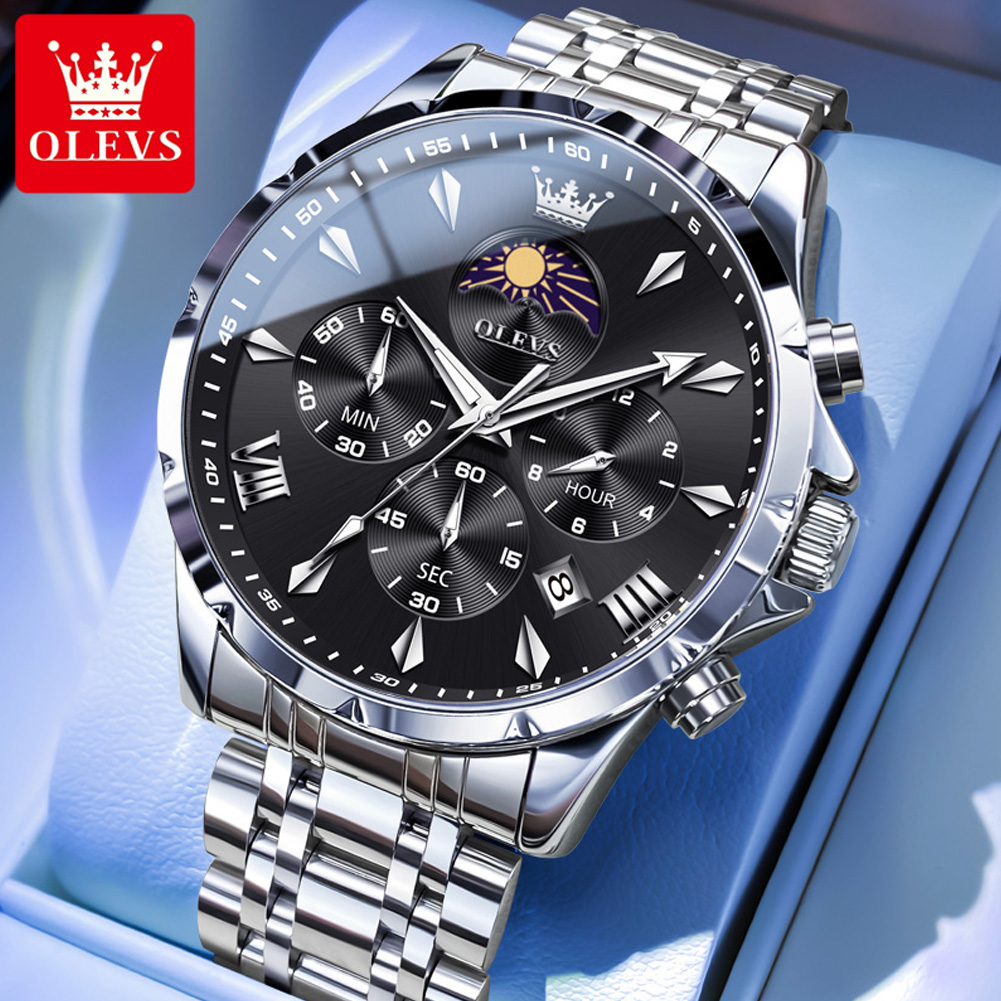 OLEVS 3653 ブランド ムーンフェイズカレンダー メ - Luxury Watch Mockup のレビューと価格