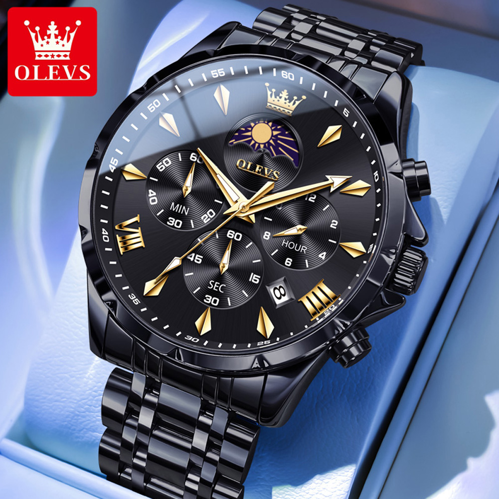 OLEVS 3653 ブランド ムーンフェイズカレンダー メ - Luxury Watch Mockup のレビューと価格
