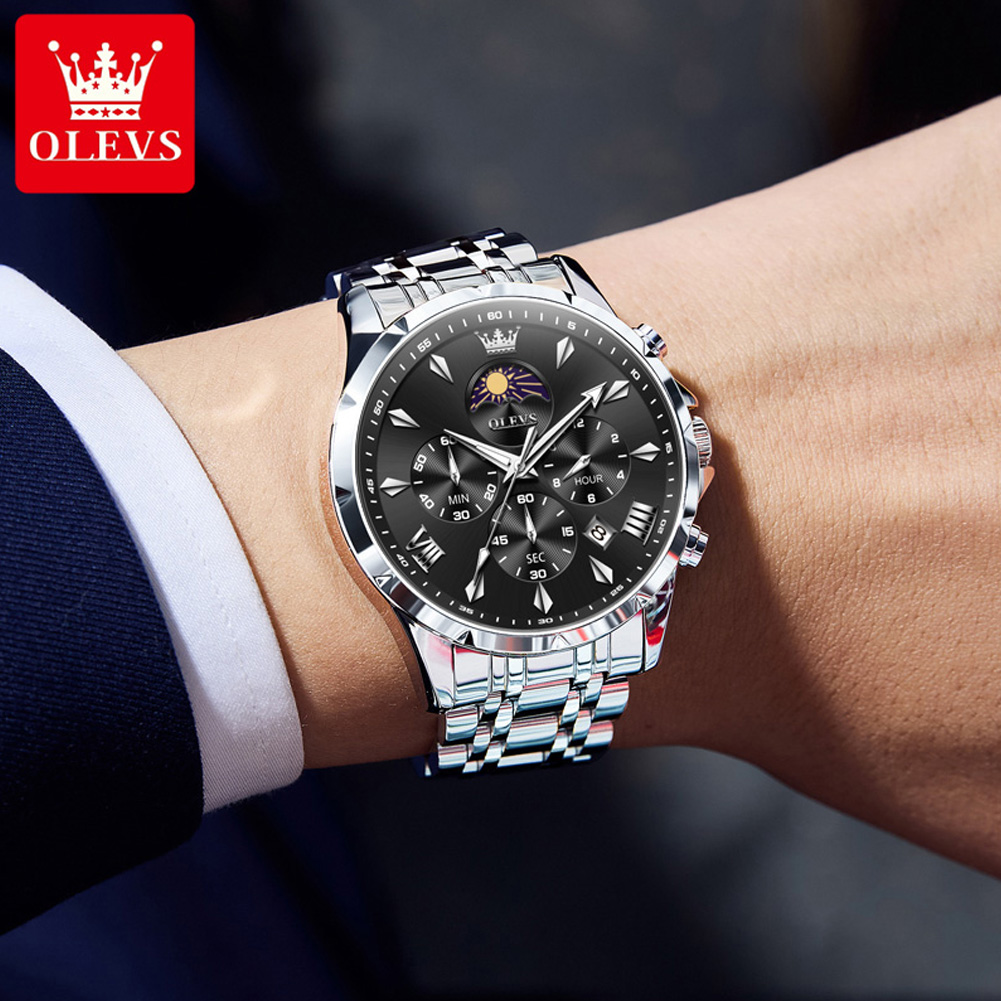 OLEVS 3653 ブランド ムーンフェイズカレンダー メ - Luxury Watch Mockup のレビューと価格