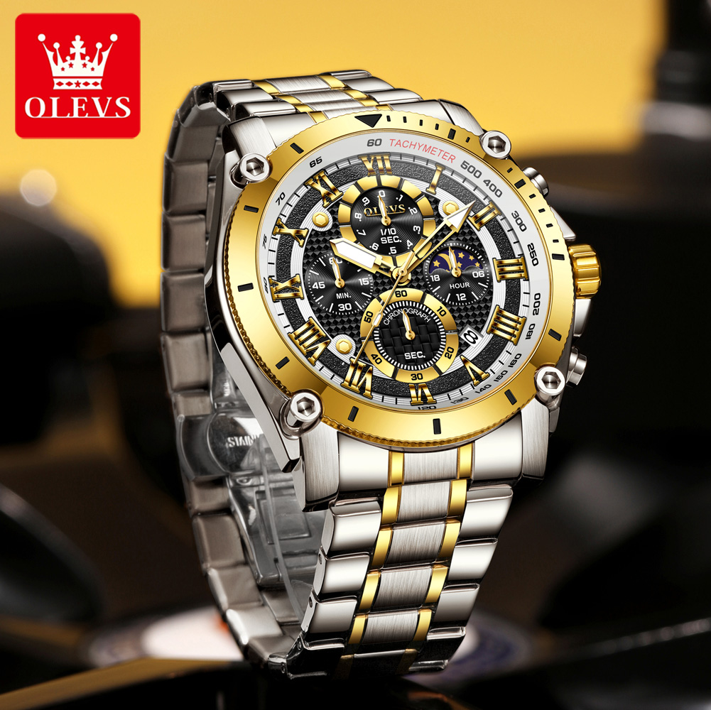 OLEVS 3689 クォーツメンズ腕時計多機能日付ムーンフ - Luxury Watch Zone のレビューと価格