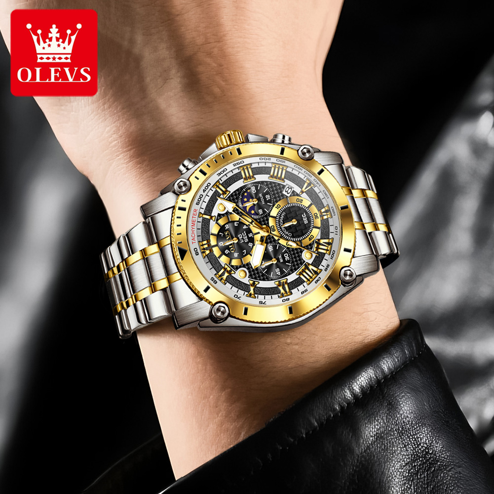 OLEVS 3689 クォーツメンズ腕時計多機能日付ムーンフ - Luxury Watch Zone のレビューと価格