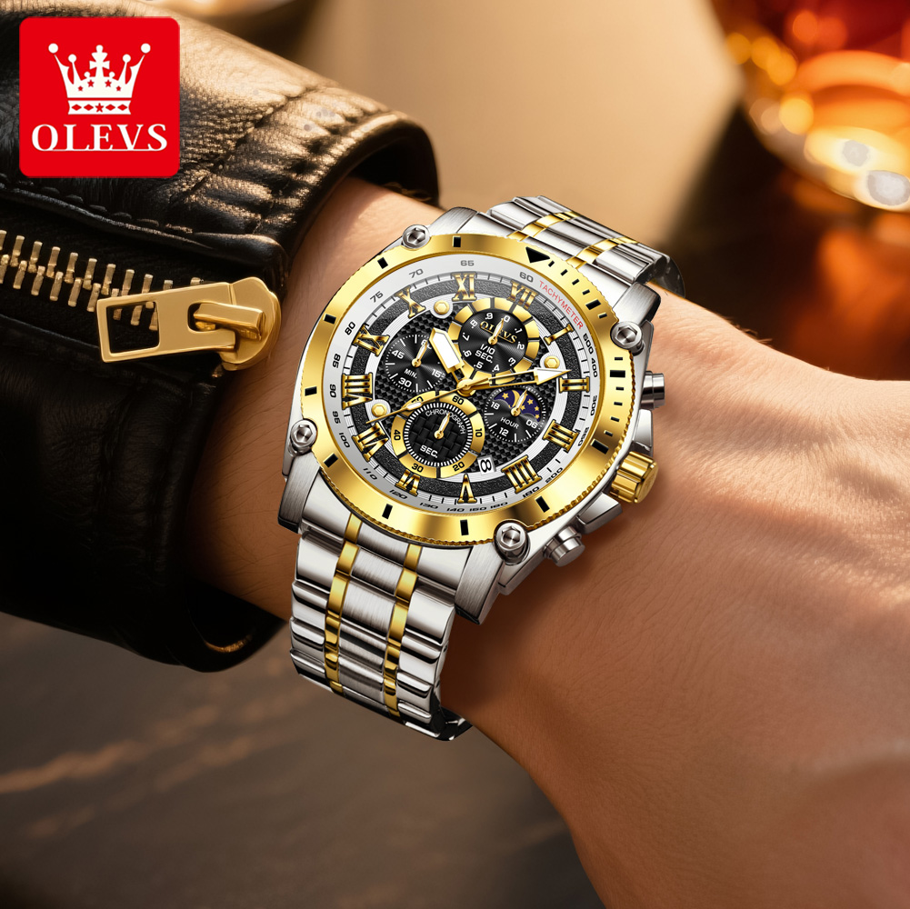 OLEVS 3689 クォーツメンズ腕時計多機能日付ムーンフ - Luxury Watch Zone のレビューと価格