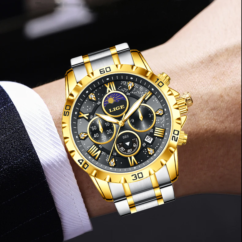LIGE トップブランドの高級クォーツマンウォッチカジュアル - Luxury Watch For Men のレビューと価格