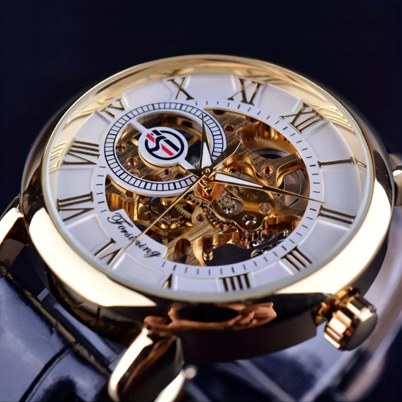 Forsining 3Dロゴデザイン中空彫刻ブラックゴールド - Luxury Watch Brands Logo のレビューと価格