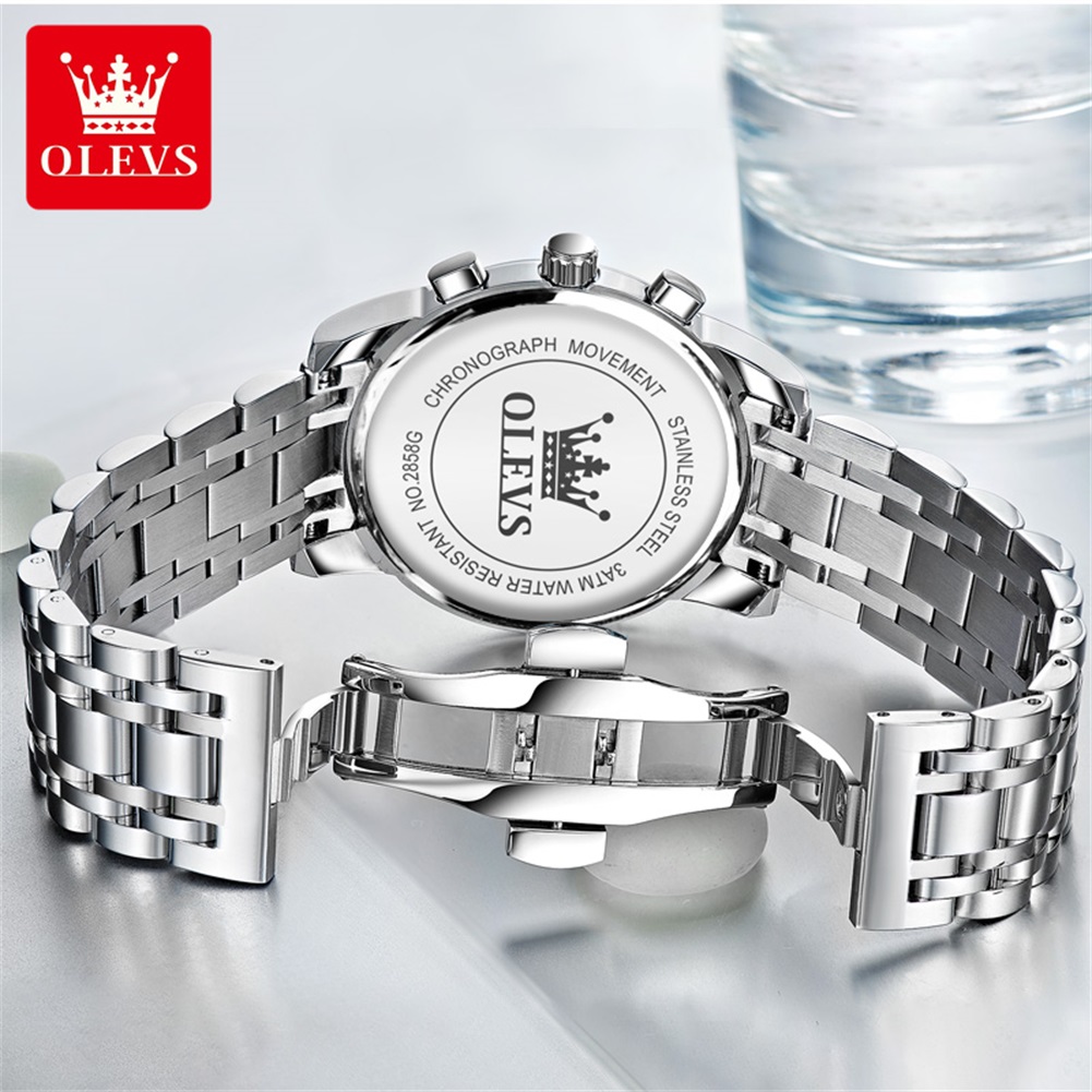 OLEVS 人気のメンズ腕時計ステンレススチールブラックムー - Luxury Watch Mockup のレビューと価格