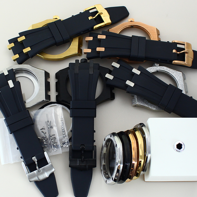 男性用シルバーラバーウォッチケース,ラグジュアリーブレスレッ - Luxury Watch Rubber Strap のレビューと価格