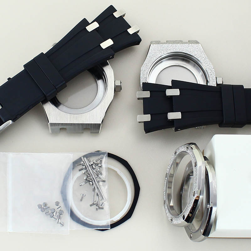 男性用シルバーラバーウォッチケース,ラグジュアリーブレスレッ - Luxury Watch Rubber Strap のレビューと価格