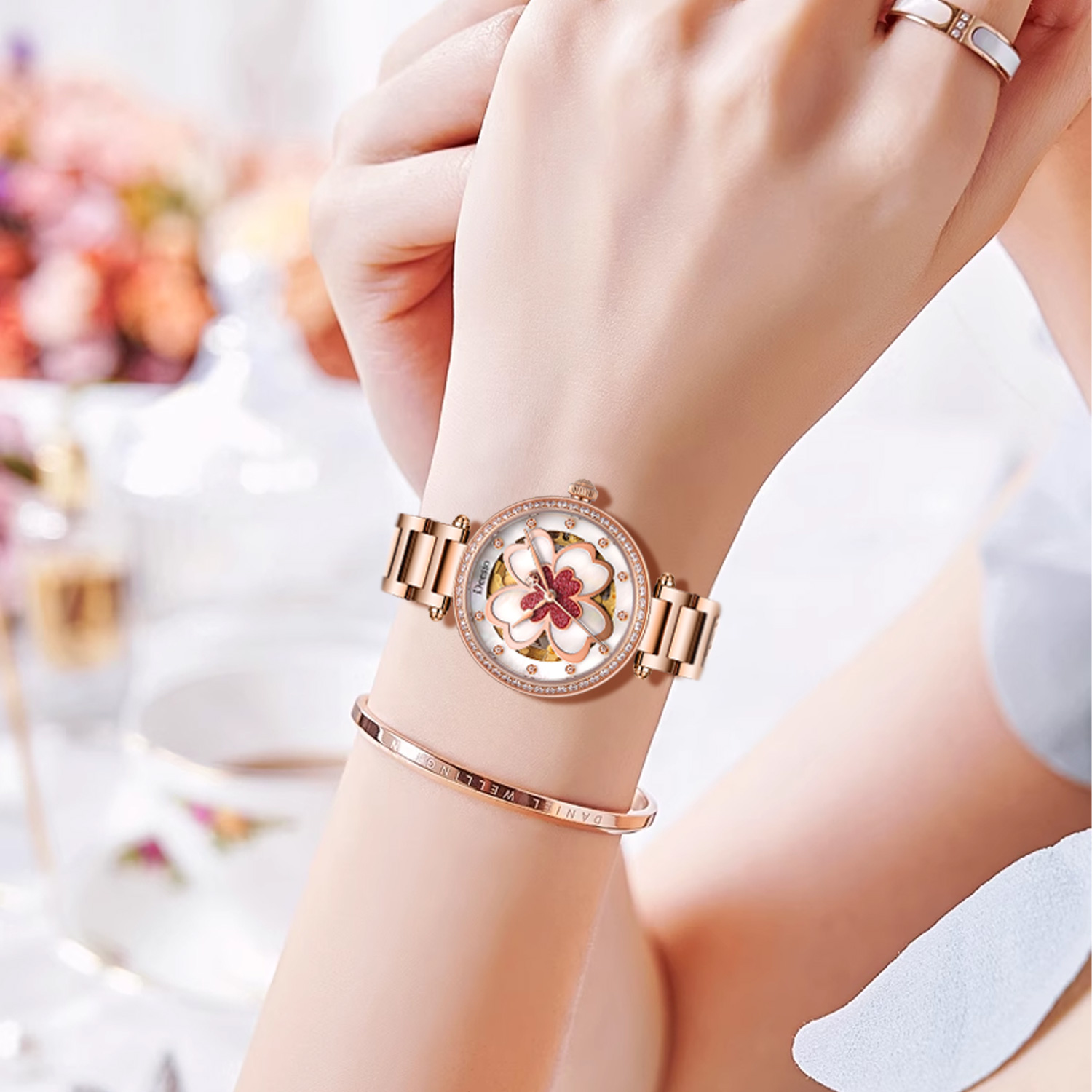 Deesio レディース自動巻き時計ステンレススチールスケル - Luxury Watch Gift For Her のレビューと価格