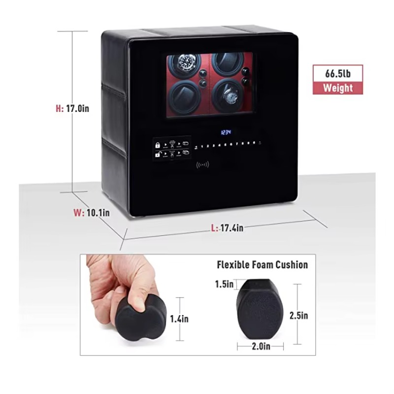高級12自動巻き上げ機付きジュエリー収納デジタル指紋認証ウォ - Luxury Watch Winder Box のレビューと価格