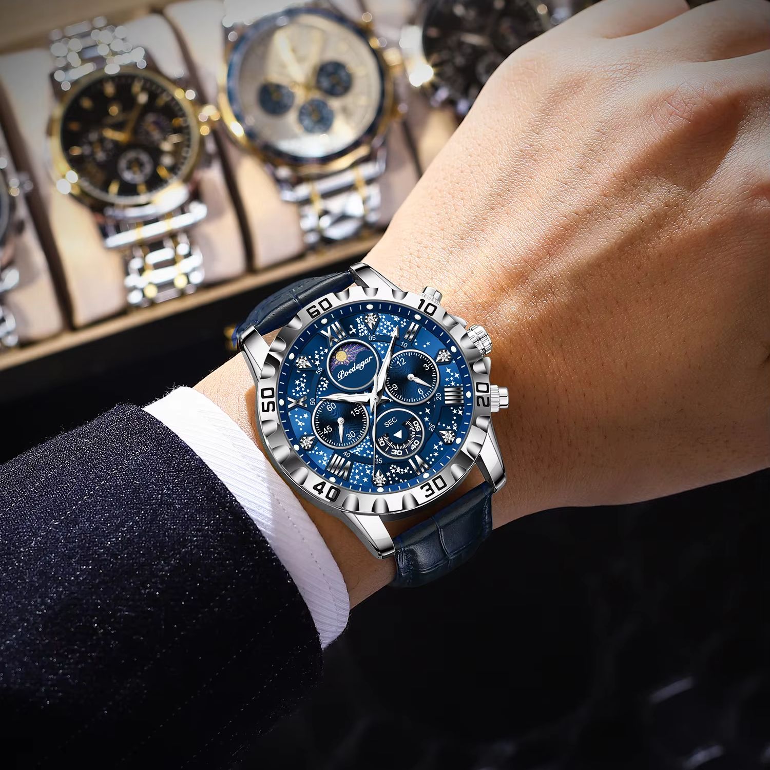 Poedagar 高級ファッションマンウォッチ防水発光クロノ - Luxury Watch Zone のレビューと価格